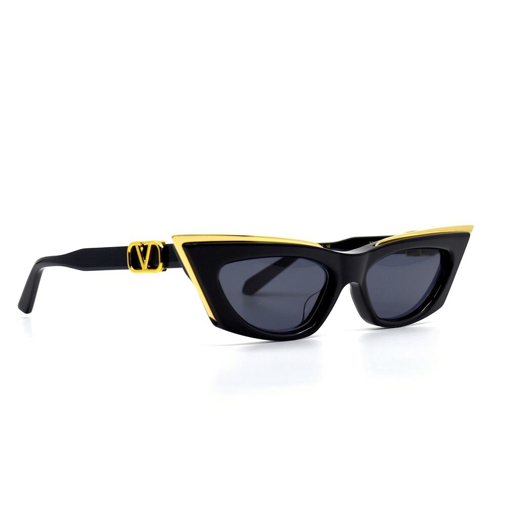 NEW VALENTINO GOLDCUT VLS-113A-55 BLACK GREY LENS SUNGLASSES AUTHENTIC - Picture 4 of 15